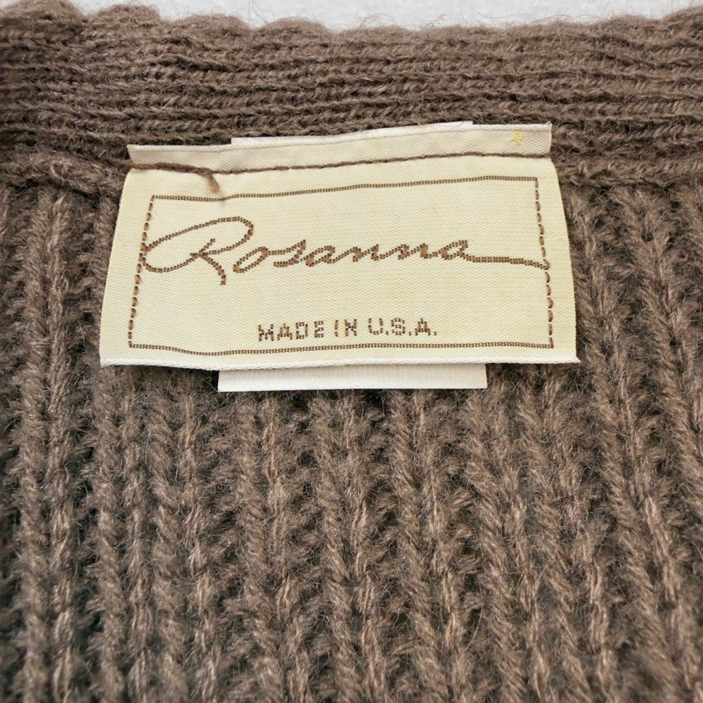 Vintage Rosanna Brown Mohair Blend Ribbed Knit Sweater Vest Tie Front Small USA - Picture 2 of 8